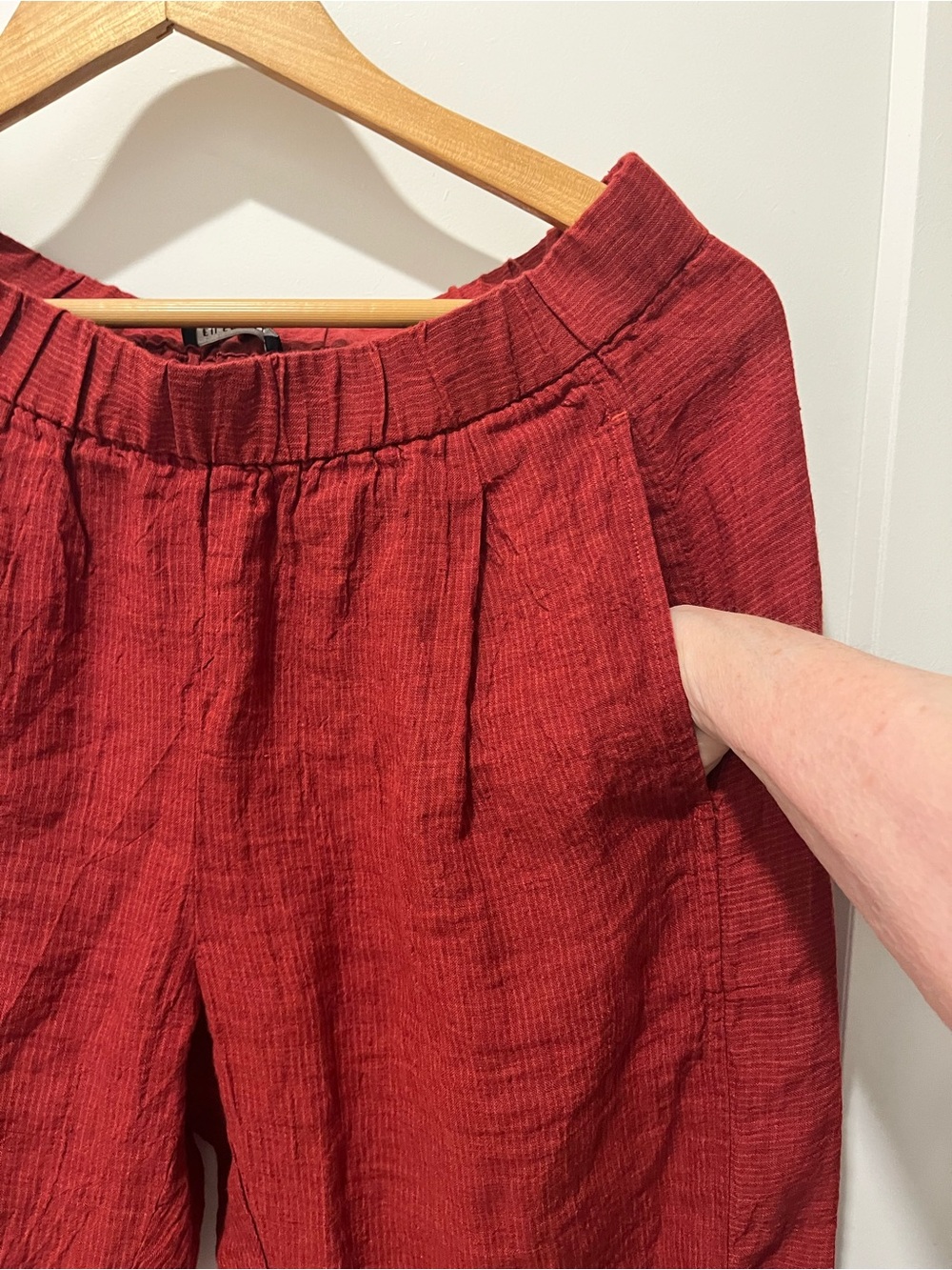 Eileen Fisher Puckered Organic Linen Stripe Lantern, Ankle, NWT, XS - Picture 11 of 11